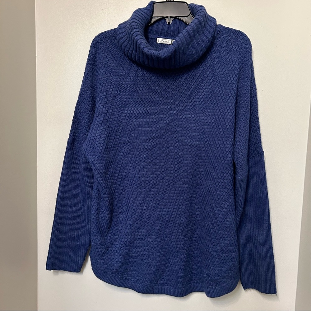 Dorose Cozy Fisherman Classic Blue Turtleneck Long‎ Sleeve Sweater women’s  M